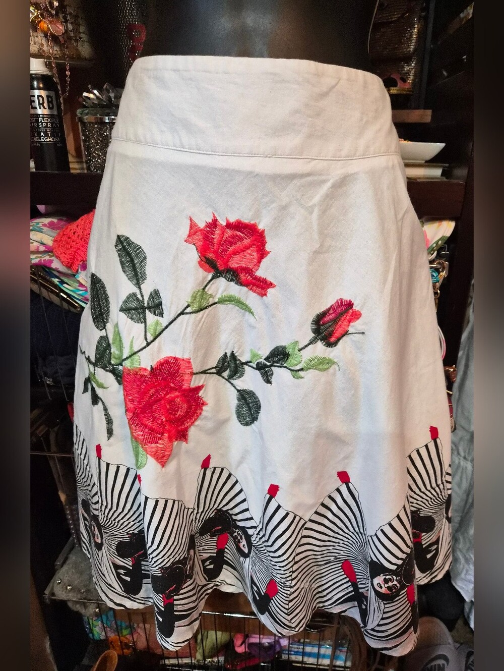 DESIGUAL CIRQUE DU SOLEIL A-LINE WHITE EMBROIDERED SKIRT 40 US SIZE 6